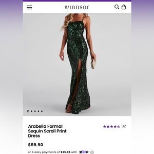 Arabella Formal Sequin Scroll Print Dress, XL.